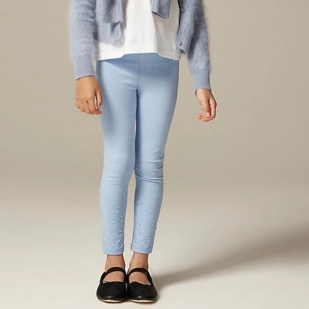 Crewcuts Girls Crystal Ankle Length Leggings, 4, Blue